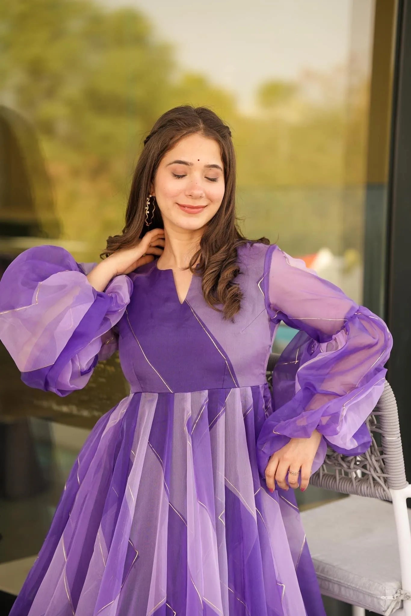 Aniya purple organza dress - salesmania