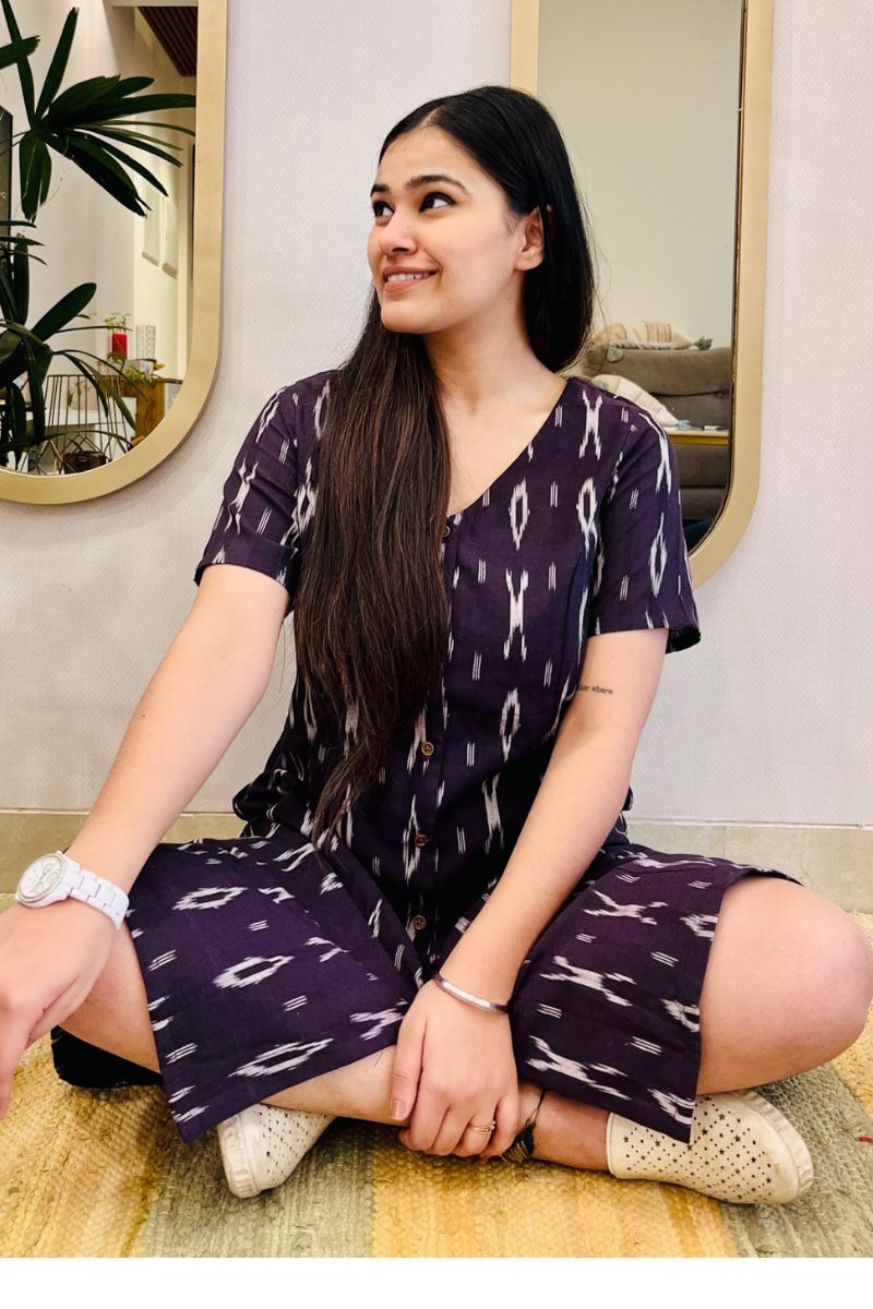 AUBERGINE IKAT SHIRT DRESS - salesmania