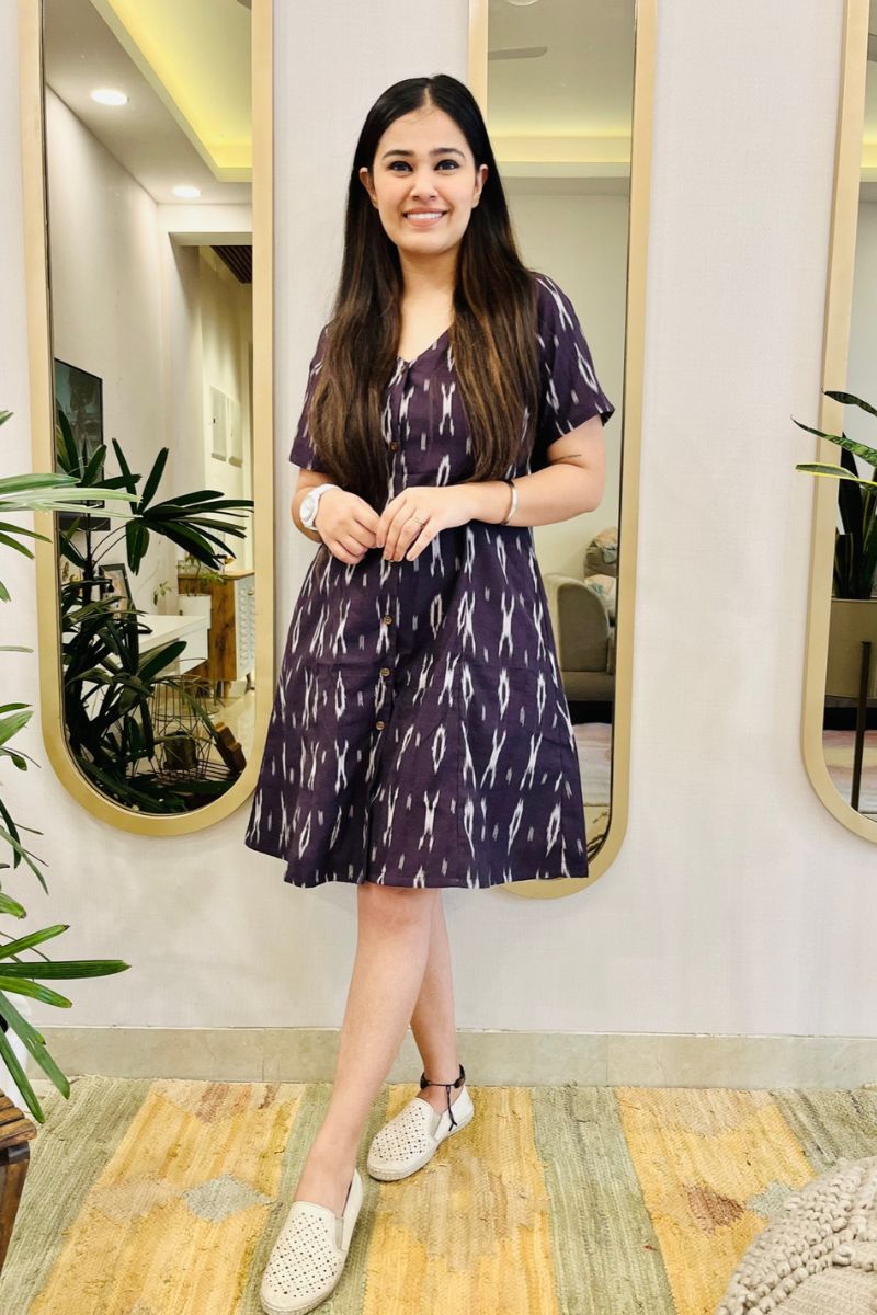 AUBERGINE IKAT SHIRT DRESS - salesmania