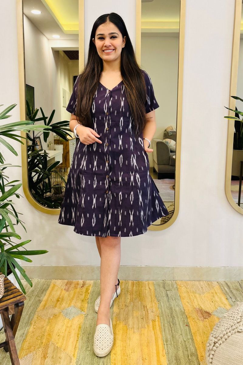 AUBERGINE IKAT SHIRT DRESS - salesmania