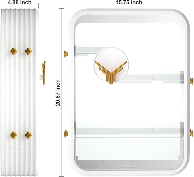 Bathroom Shelves Cabinet Organizer Transparent (White) - salesmania