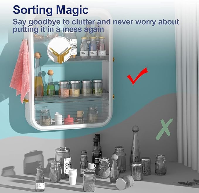 Bathroom Shelves Cabinet Organizer Transparent (White) - salesmania