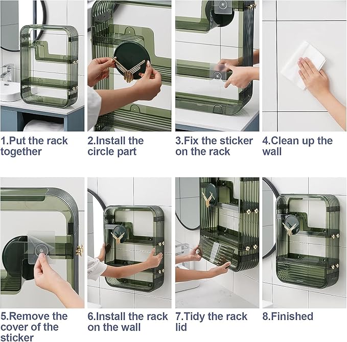 Bathroom Shelves Cabinet Organizer Transparent (White) - salesmania