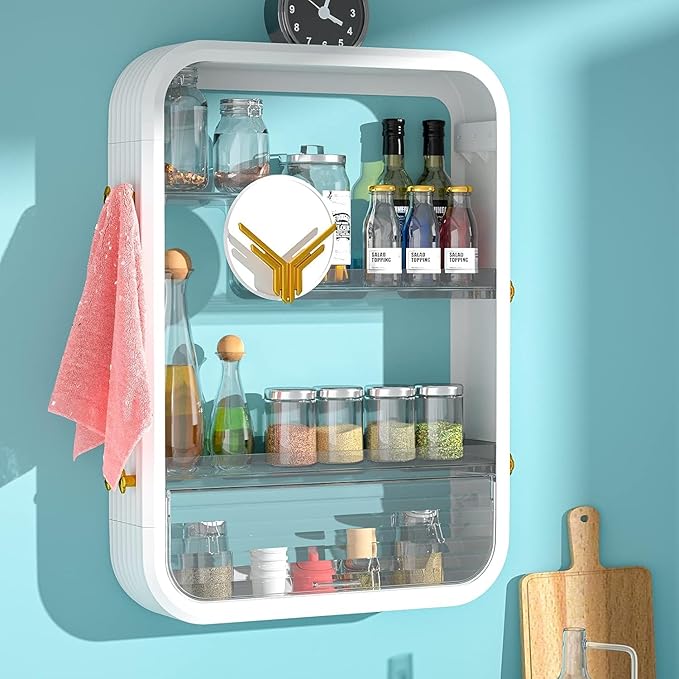 Bathroom Shelves Cabinet Organizer Transparent (White) - salesmania