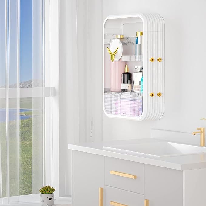 Bathroom Shelves Cabinet Organizer Transparent (White) - salesmania