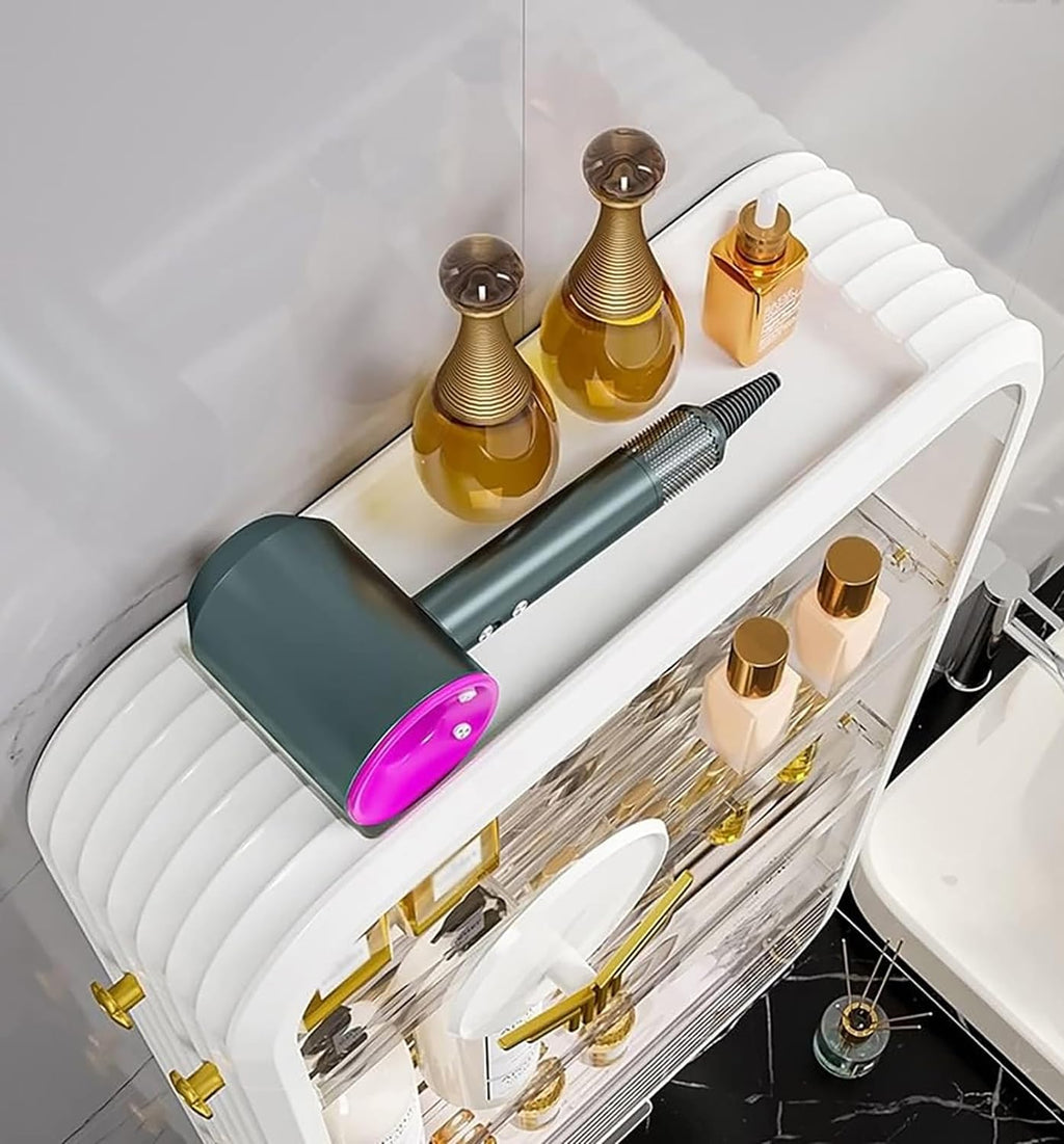 Bathroom Shelves Cabinet Organizer Transparent (White) - salesmania