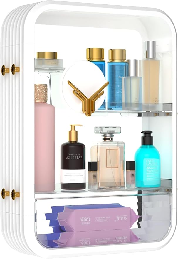 Bathroom Shelves Cabinet Organizer Transparent (White) - salesmania