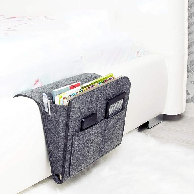 Bedside Caddy Bed Hanging Organizer (32 cm x 1.5 cm x 21 cm, Grey) - salesmania