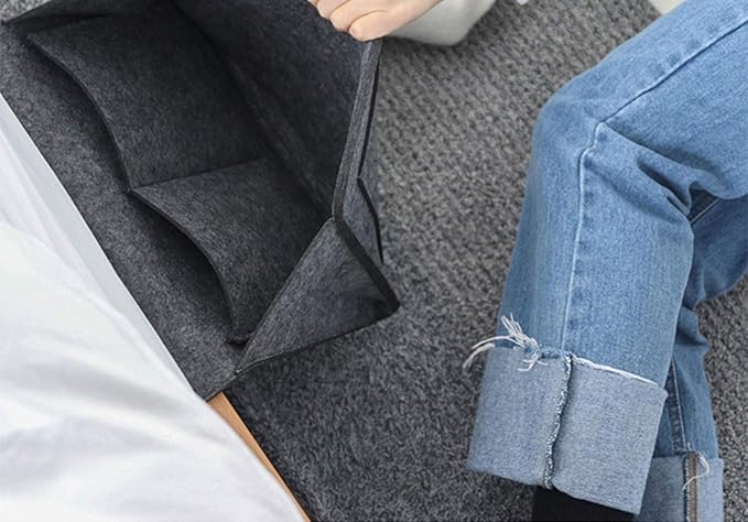 Bedside Caddy Bed Hanging Organizer (32 cm x 1.5 cm x 21 cm, Grey) - salesmania