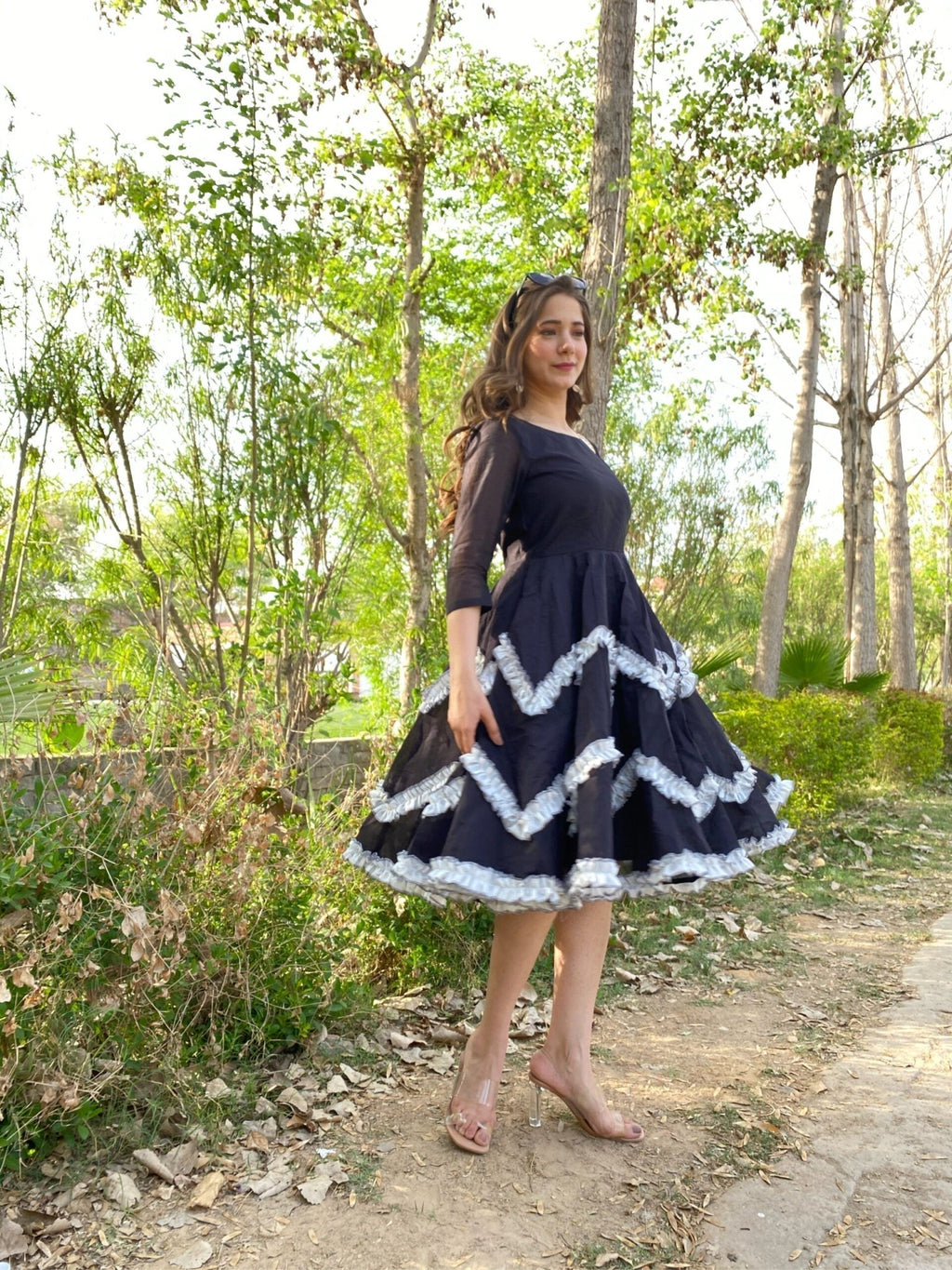 black chanderi dress - salesmania