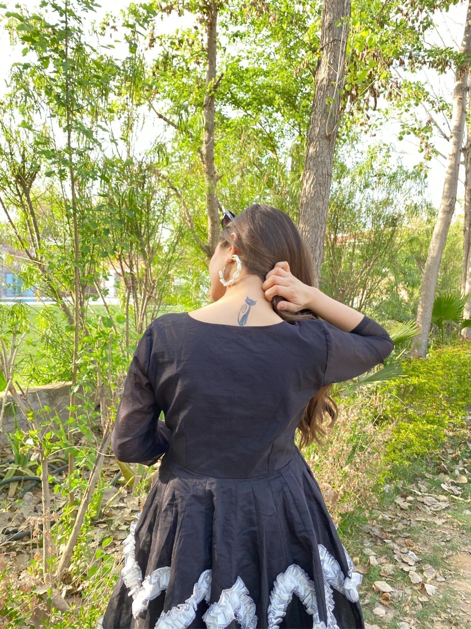 black chanderi dress - salesmania