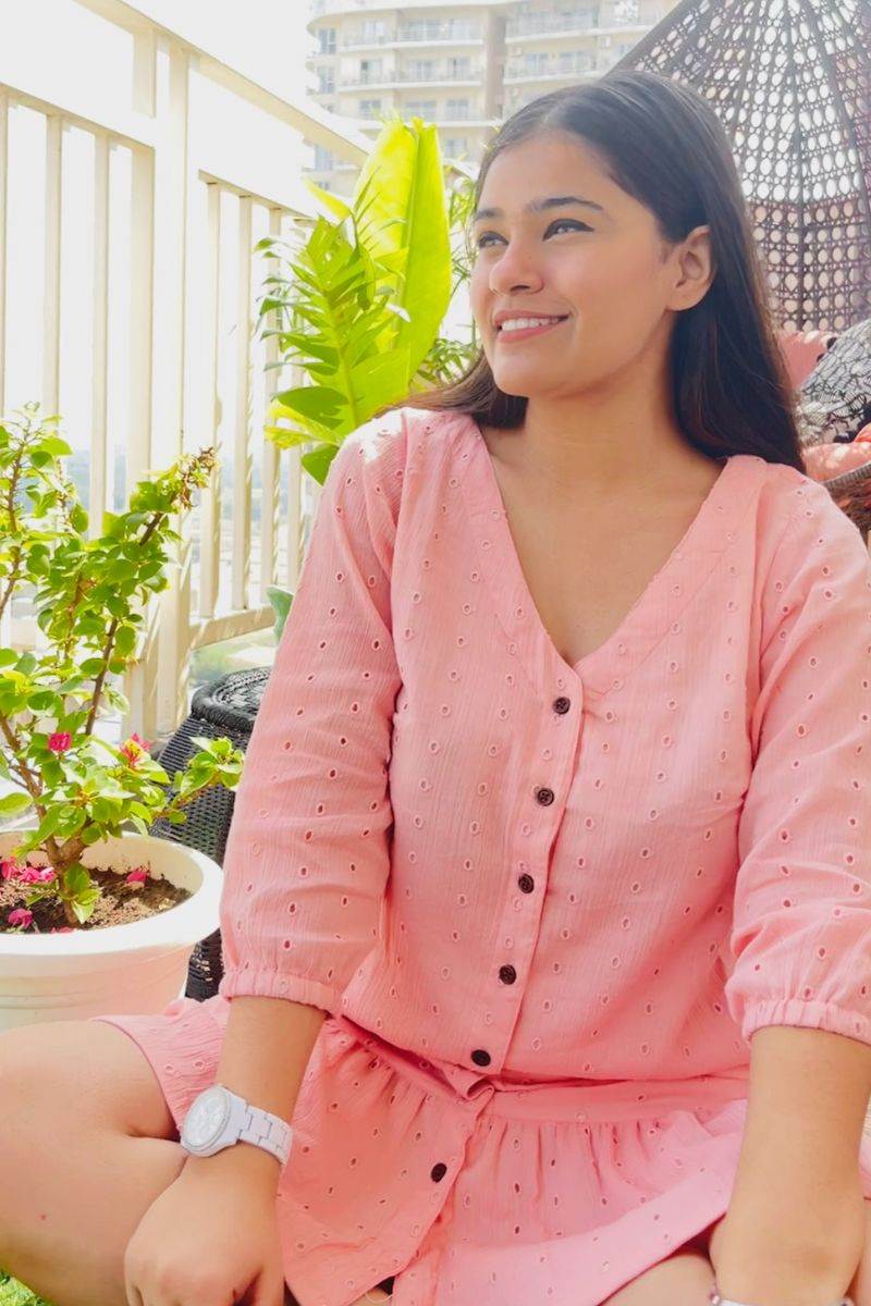 BLUSH SCHIFFLI SHIRT DRESS - salesmania