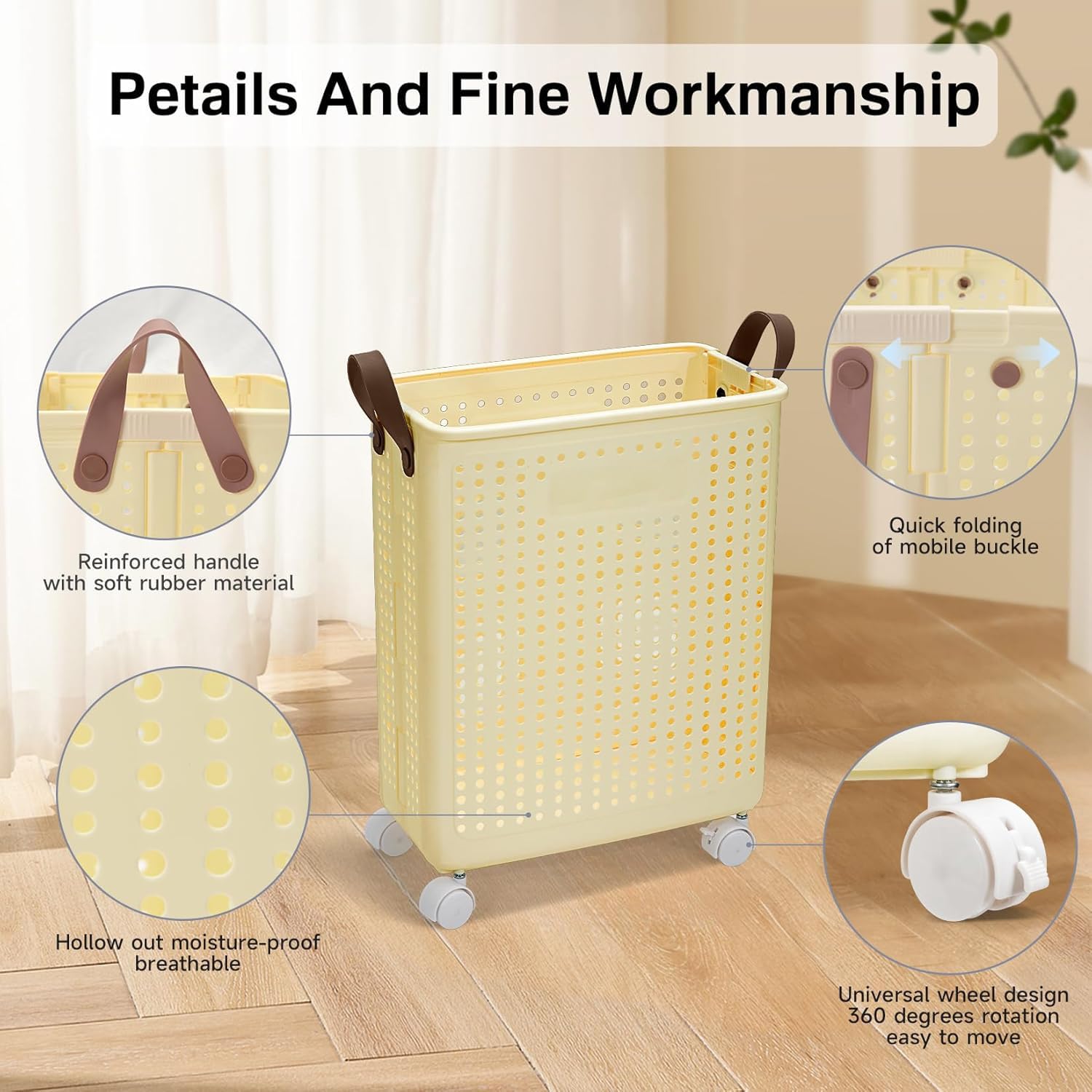 Collapsible Laundry Basket with Wheels and Handle - salesmania