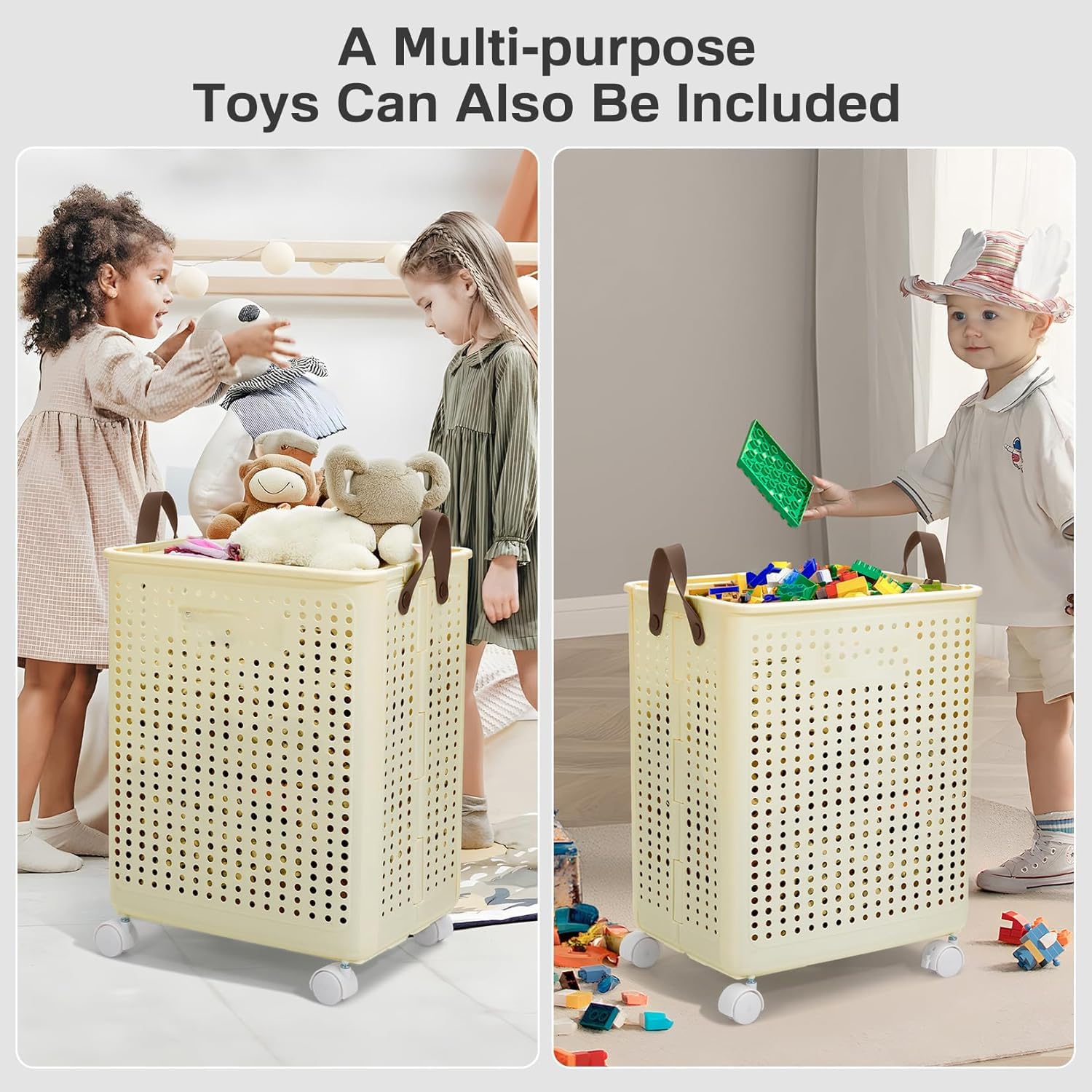 Collapsible Laundry Basket with Wheels and Handle - salesmania