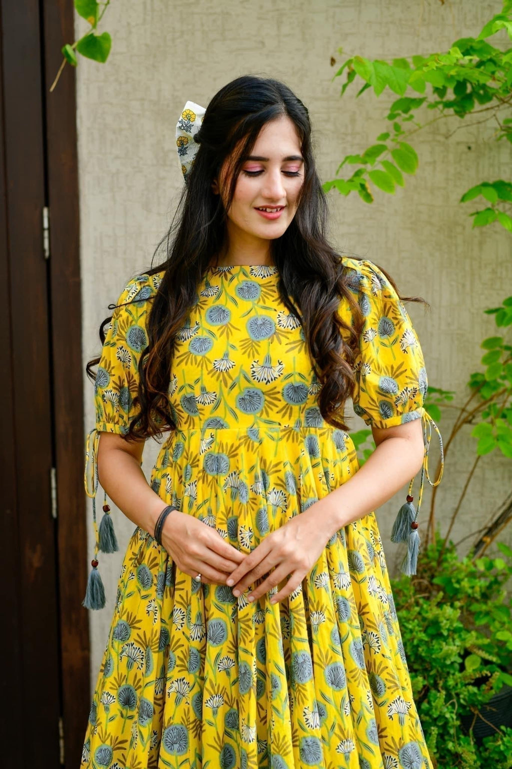 daisy yellow cotton dress - salesmania
