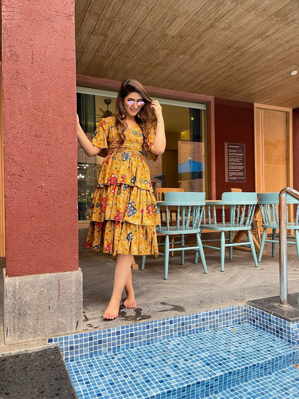 Danika bandhej knee length dress - salesmania