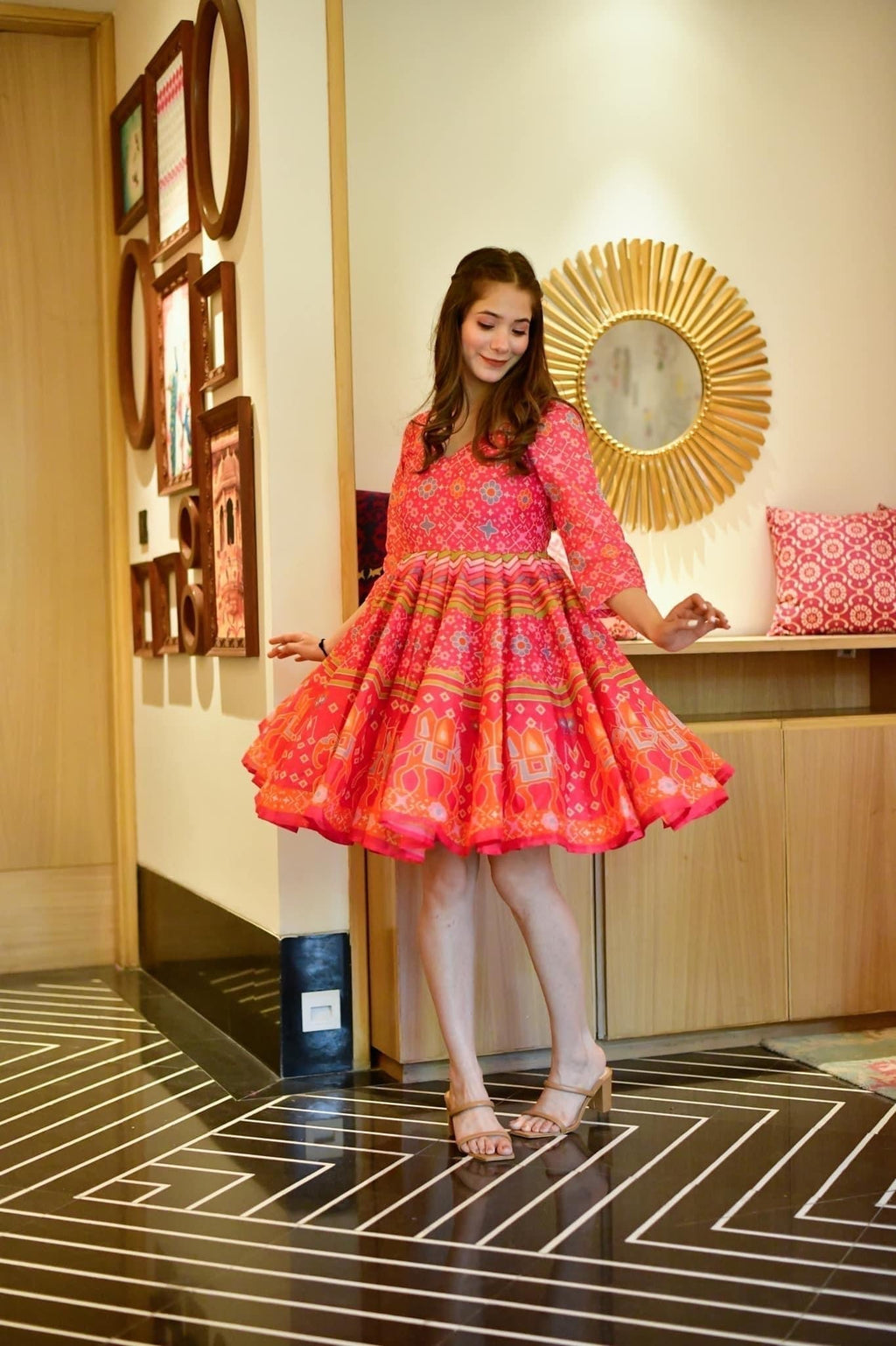 delicate pink chanderi dress - salesmania