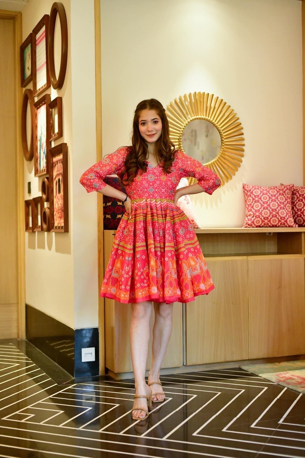 delicate pink chanderi dress - salesmania