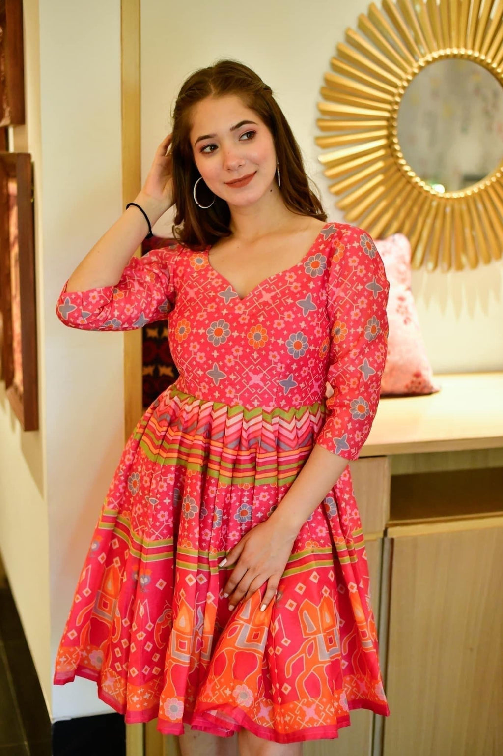 delicate pink chanderi dress - salesmania