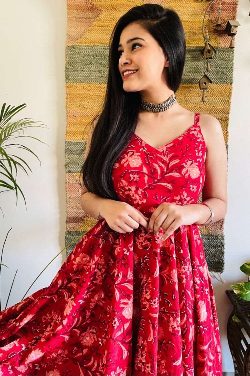 DESERT ROSE HAND BLOCK TWIRL DRESS - salesmania