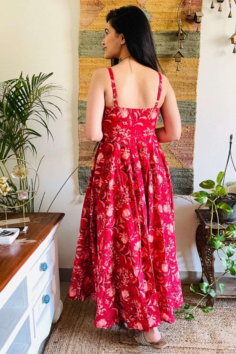 DESERT ROSE HAND BLOCK TWIRL DRESS - salesmania