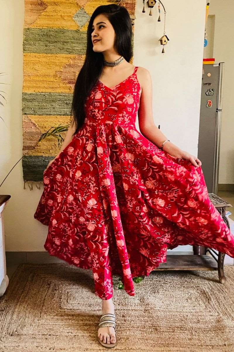 DESERT ROSE HAND BLOCK TWIRL DRESS - salesmania