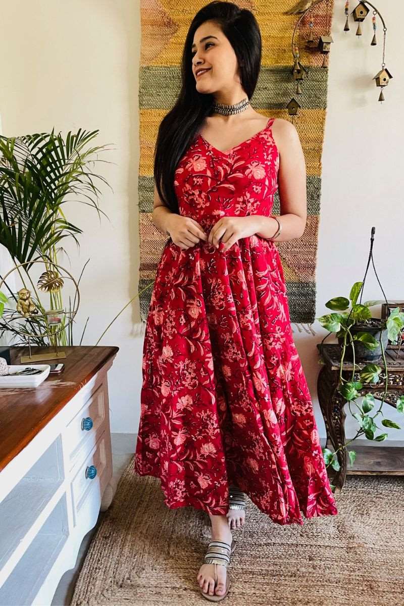 DESERT ROSE HAND BLOCK TWIRL DRESS - salesmania