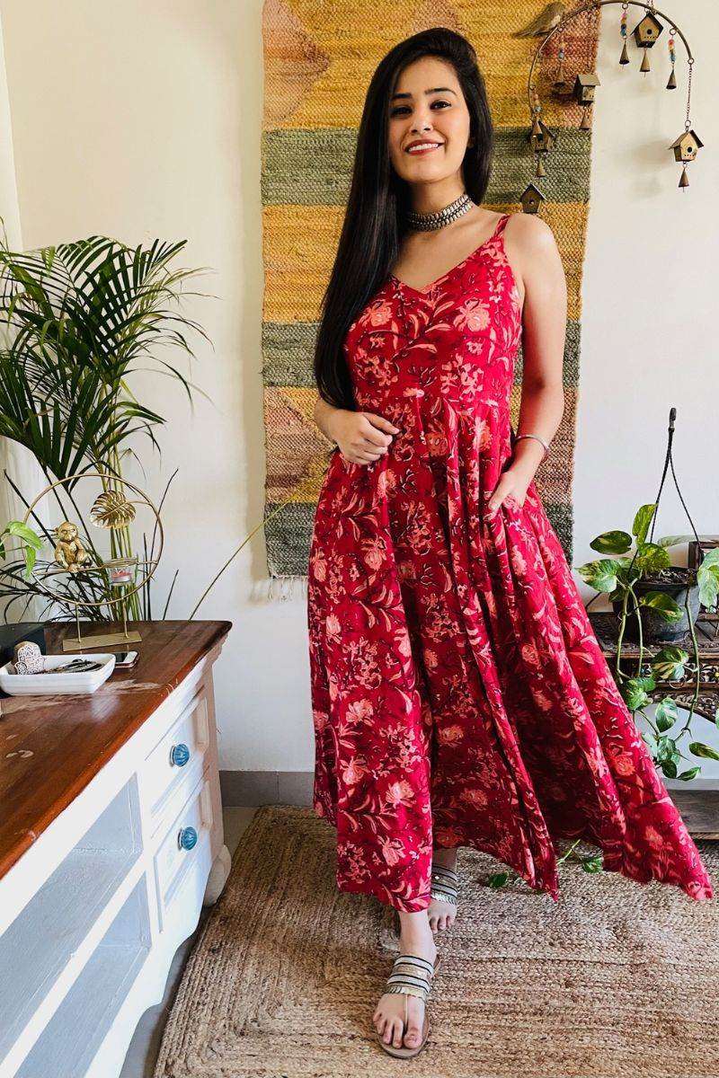 DESERT ROSE HAND BLOCK TWIRL DRESS - salesmania