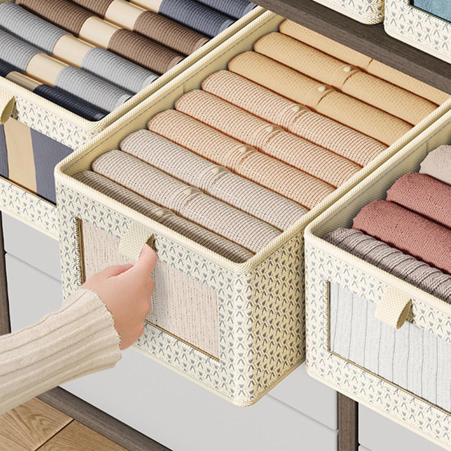 Durable and Versatile Closet Organizers - Beige Print - salesmania