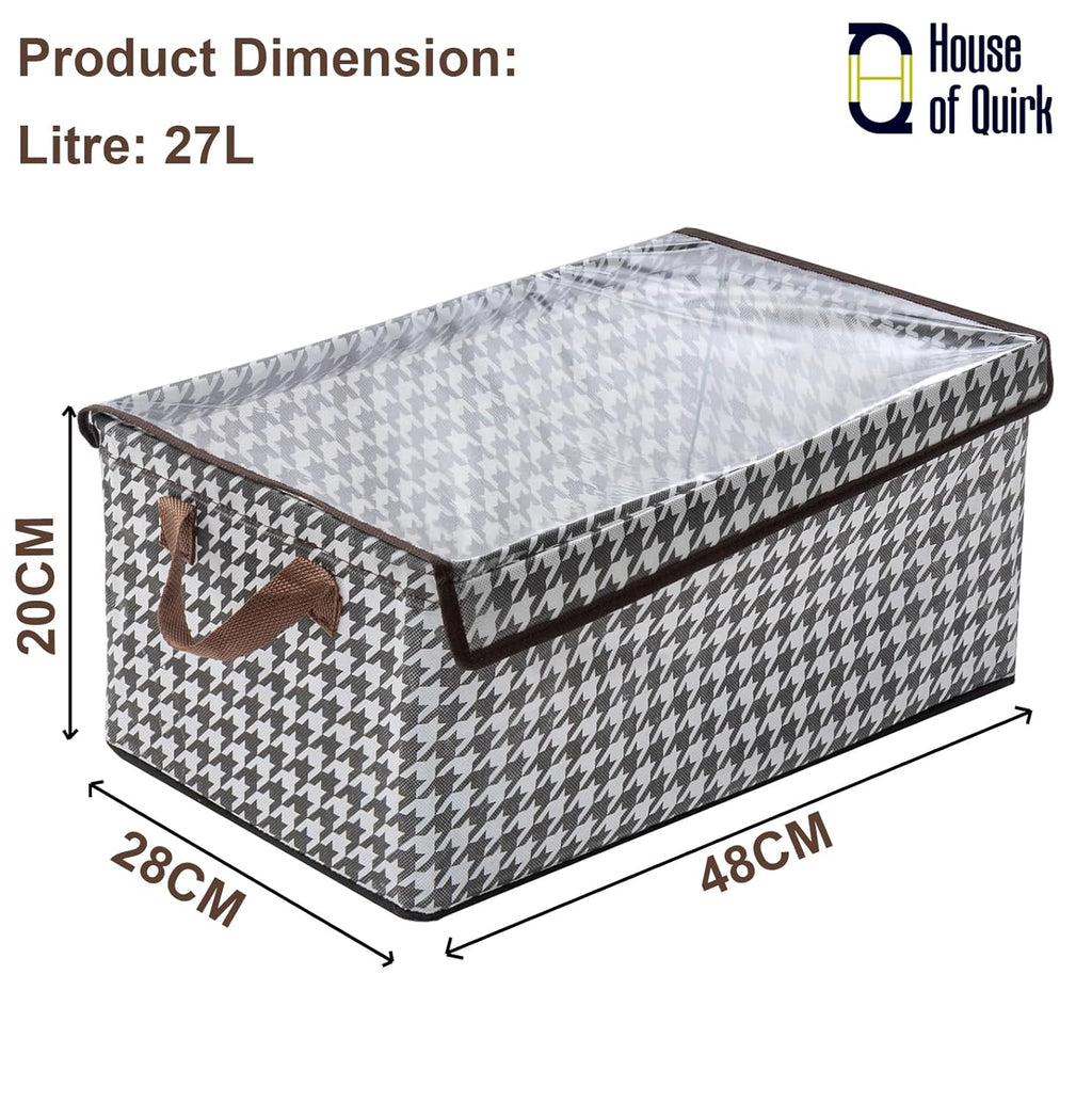 Durable Linen Closet Organizers and Foldable Flip Storage Baskets (Pack 2, Houndstooth) - salesmania