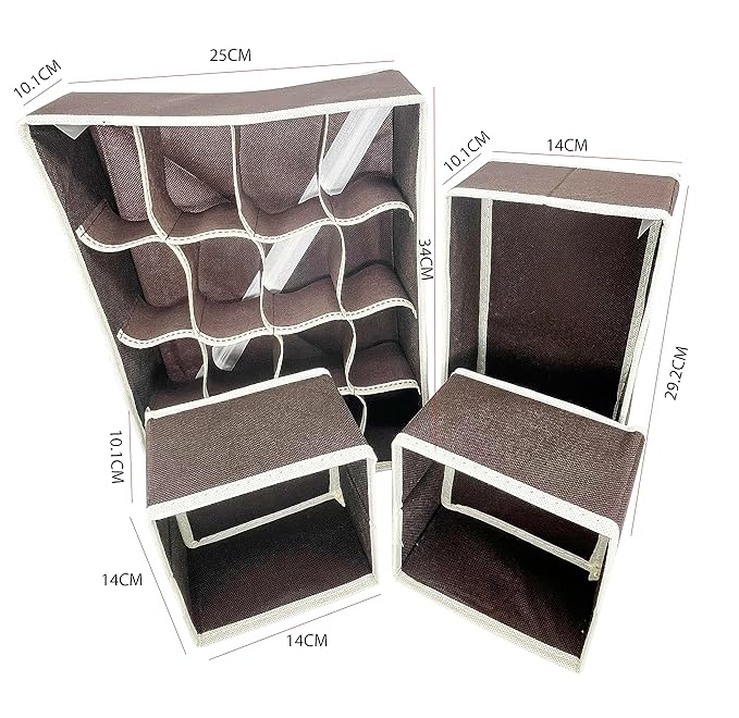 Fabric Utensils Storage Box Set Of 4 (3 Box + 1 Slot Organizer) - salesmania