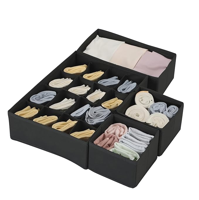 Fabric Utensils Storage Box Set Of 4 (3 Box + 1 Slot Organizer) - salesmania