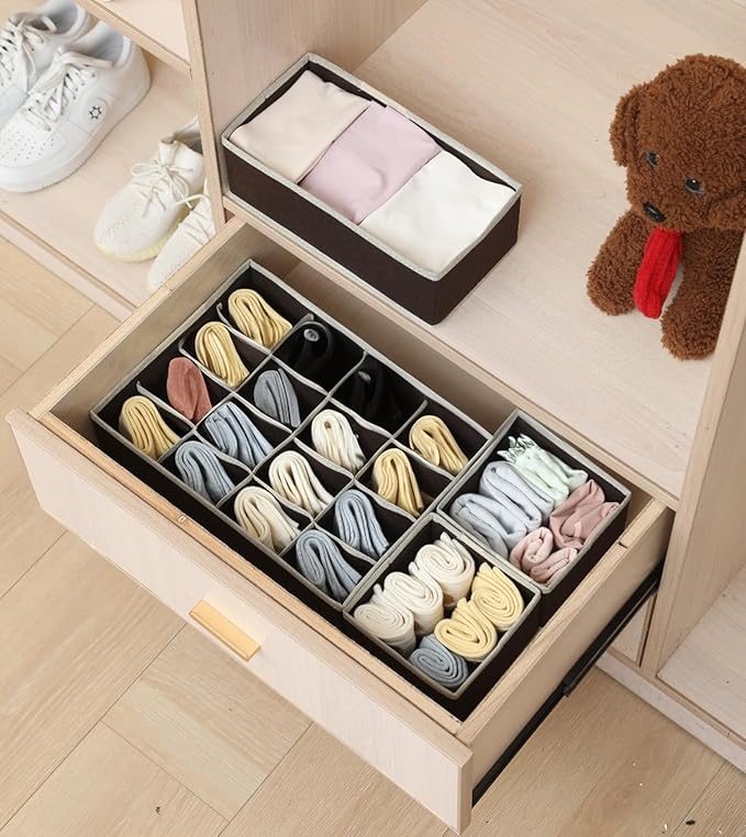 Fabric Utensils Storage Box Set Of 4 (3 Box + 1 Slot Organizer) - salesmania