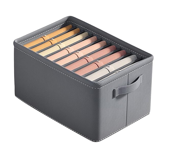 Fabric Wardrobe Clothes Organizer (Big Grids, Grey) - salesmania