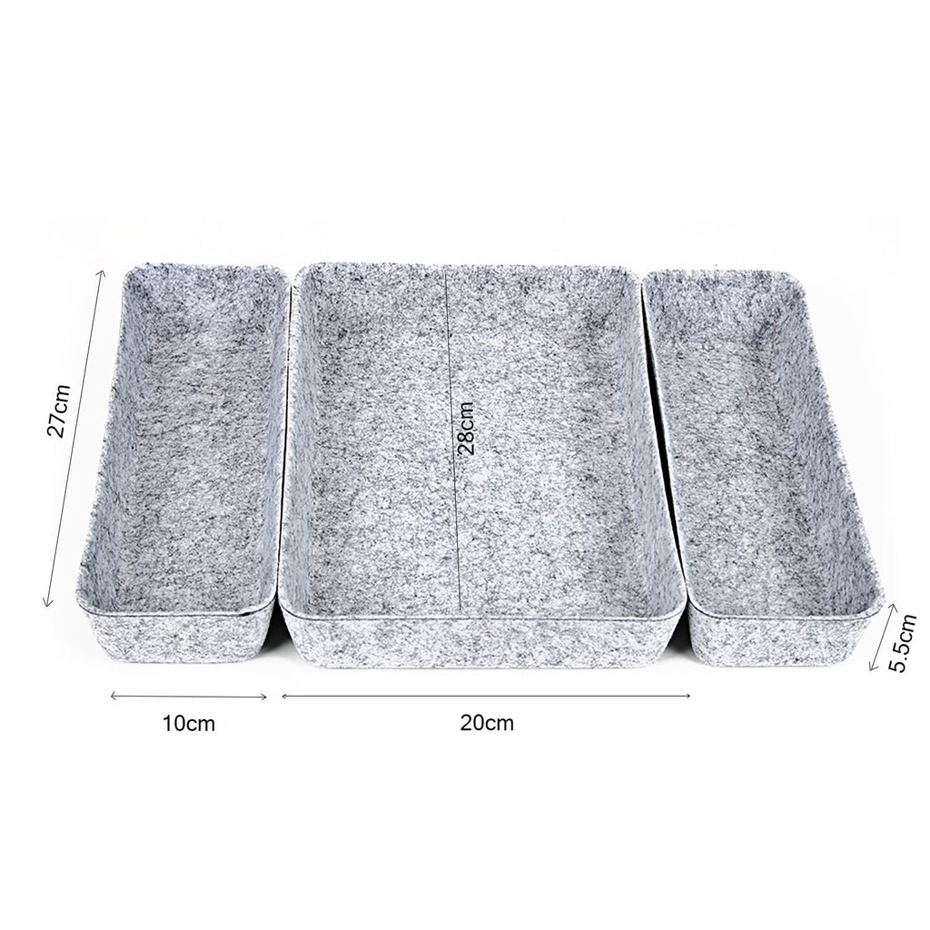 Felt Drawer Organizer, Rectangle Set of 3 Drawer Organizers Tray - salesmania