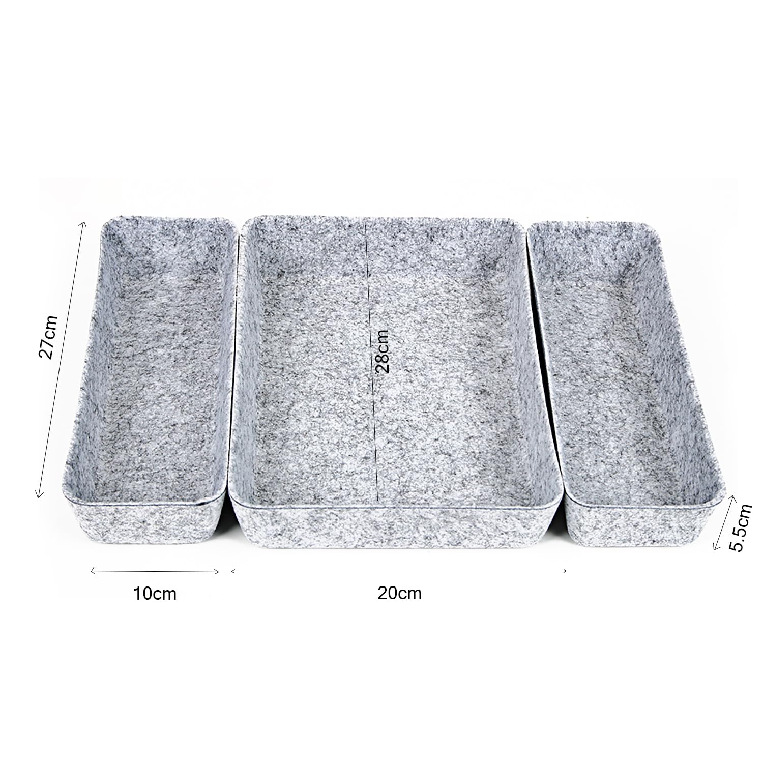 Felt Drawer Organizer, Rectangle Set of 3 Drawer Organizers Tray - salesmania