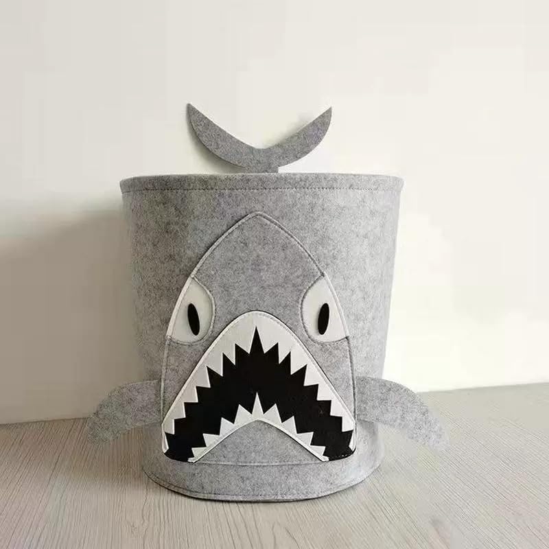 Felt Kids Cartoon Laundry Basket Round Storage Basket Laundry Organizer - salesmania