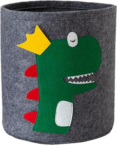 Felt Kids Cartoon Laundry Basket Round Storage Basket Laundry Organizer - salesmania