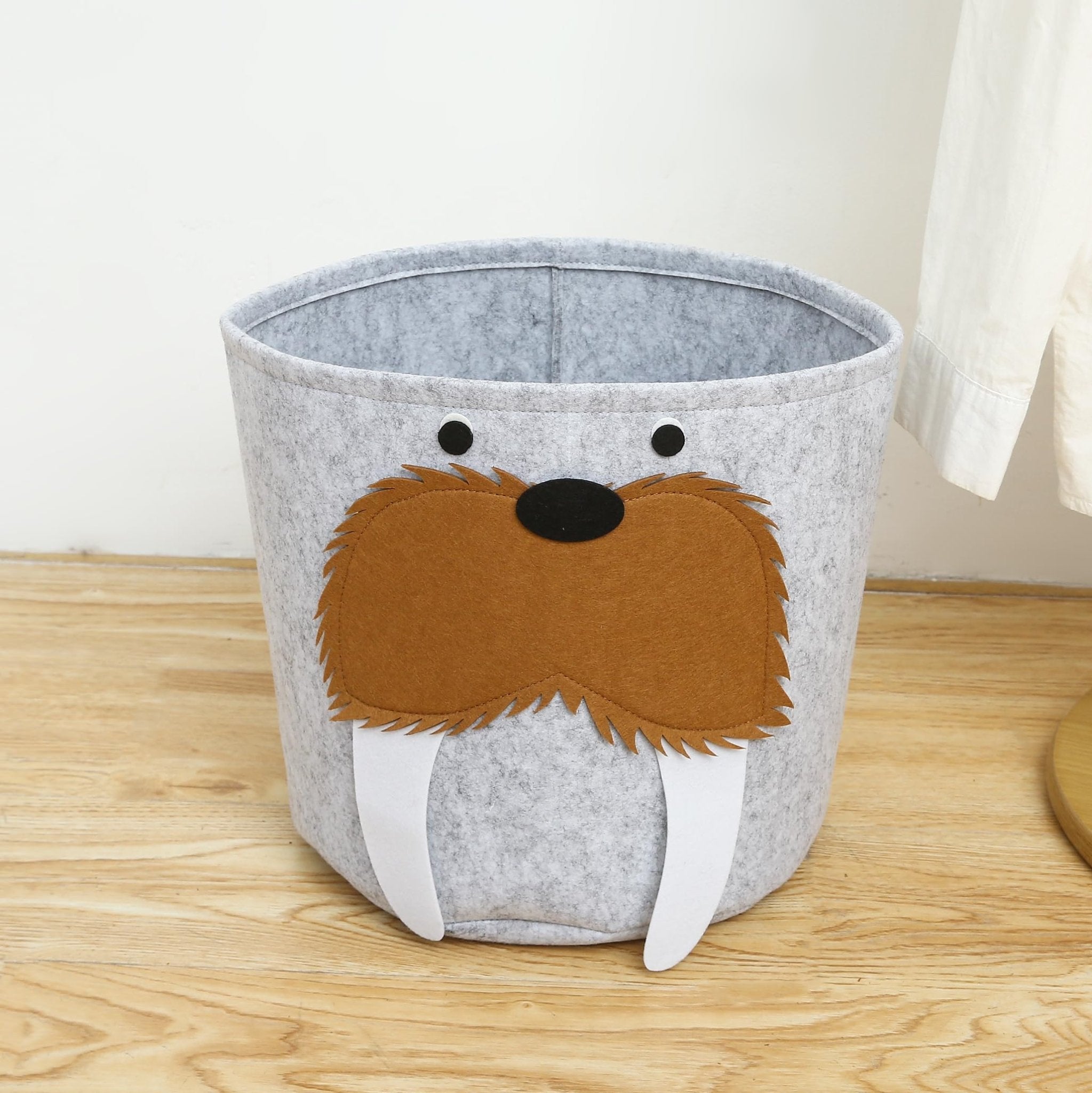 Felt Kids Cartoon Laundry Basket Round Storage Basket Laundry Organizer - salesmania