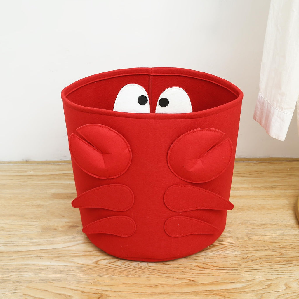 Felt Kids Cartoon Laundry Basket Round Storage Basket Laundry Organizer - salesmania