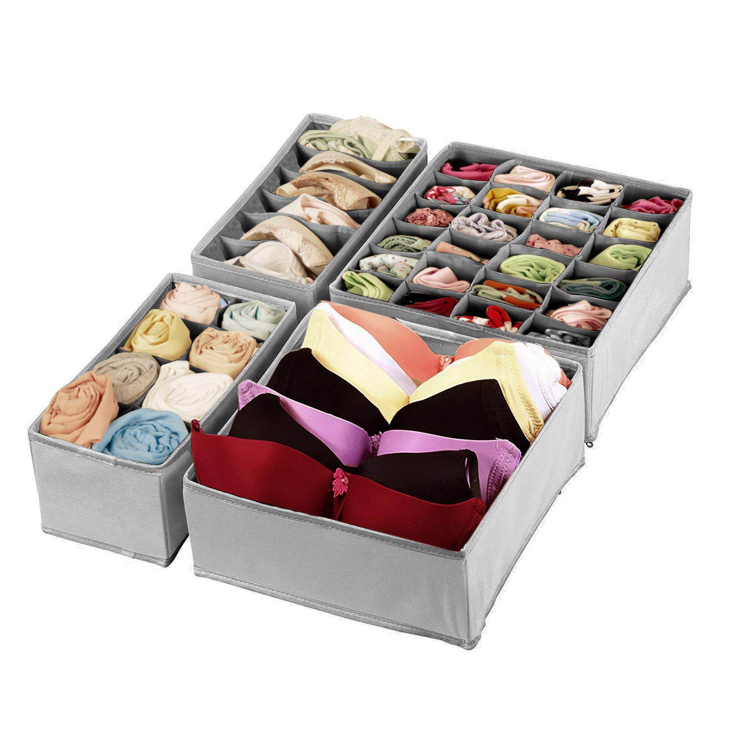 Foldable Closet Storage for Socks Bra Tie Scarfs - Set of 4 - salesmania