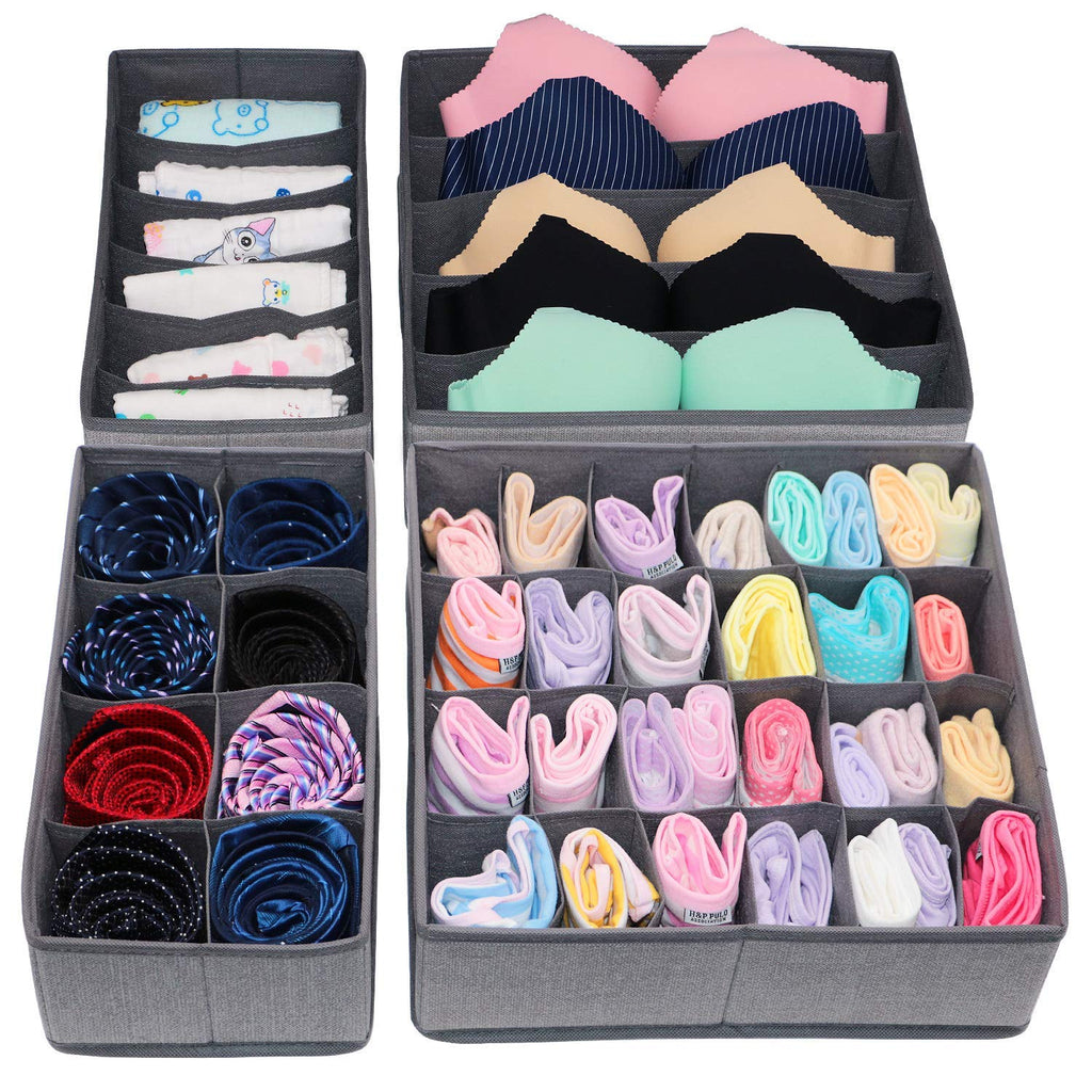 Foldable Closet Storage for Socks Bra Tie Scarfs - Set of 4 - salesmania