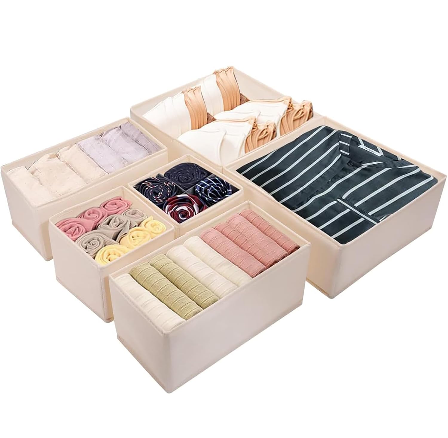 Foldable Cloth Storage Box Closet Dresser Drawer Organizer Set of 6 - salesmania