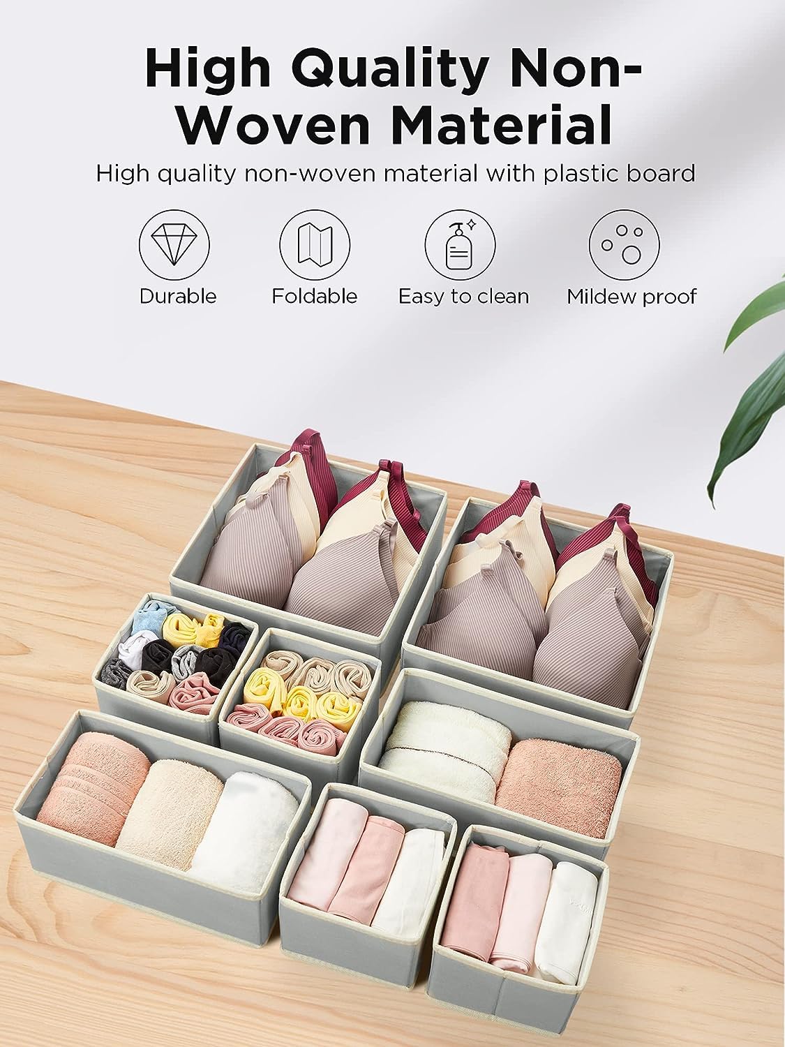 Foldable Cloth Storage Box Drawer Organizer Containers Set of 8 - salesmania