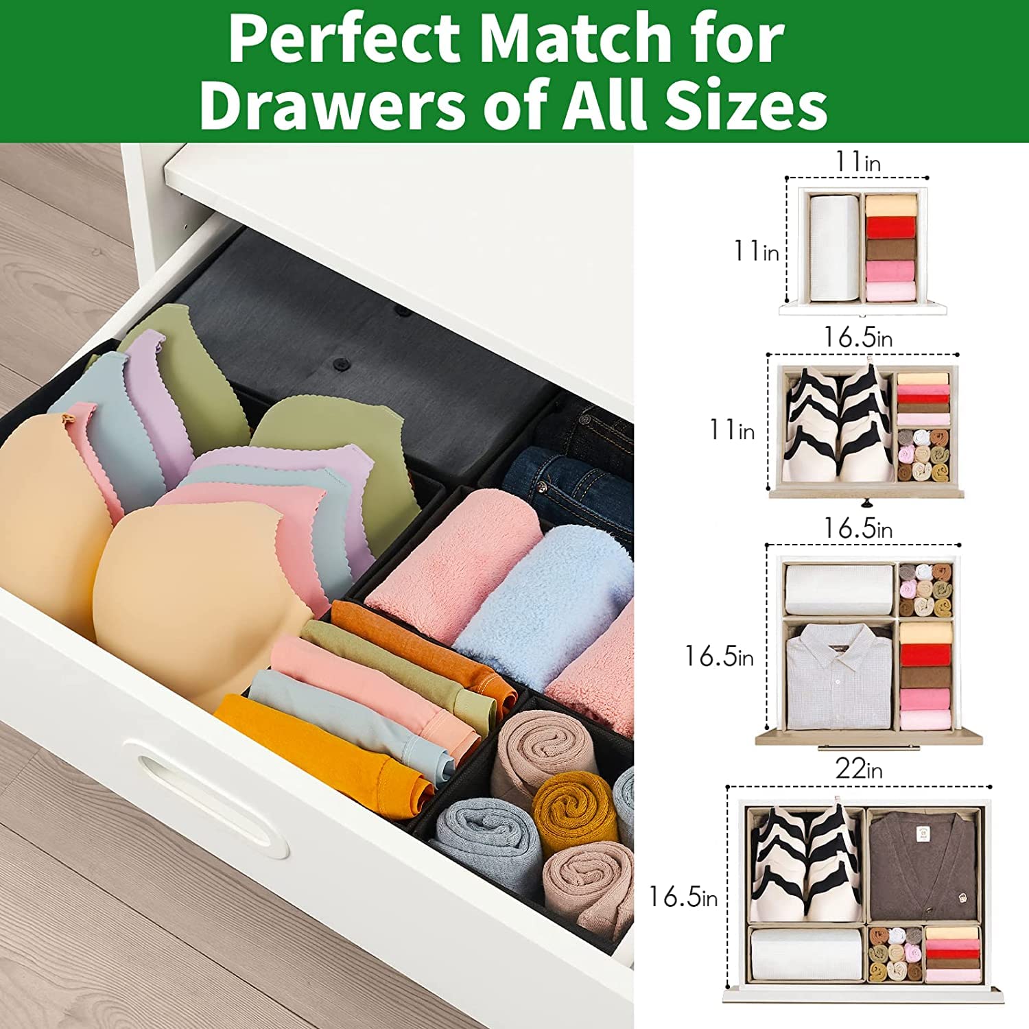 Foldable Cloth Storage Box Drawer Organizer Containers Set of 8 - salesmania