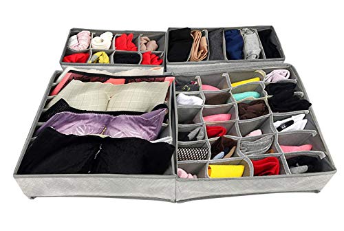 Foldable Storage Box Drawer Divider Organizer Set of 4 - salesmania