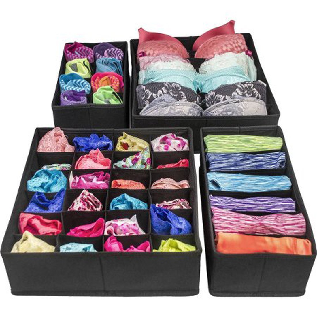 Foldable Storage Box Drawer Divider Organizer Set of 4 - salesmania