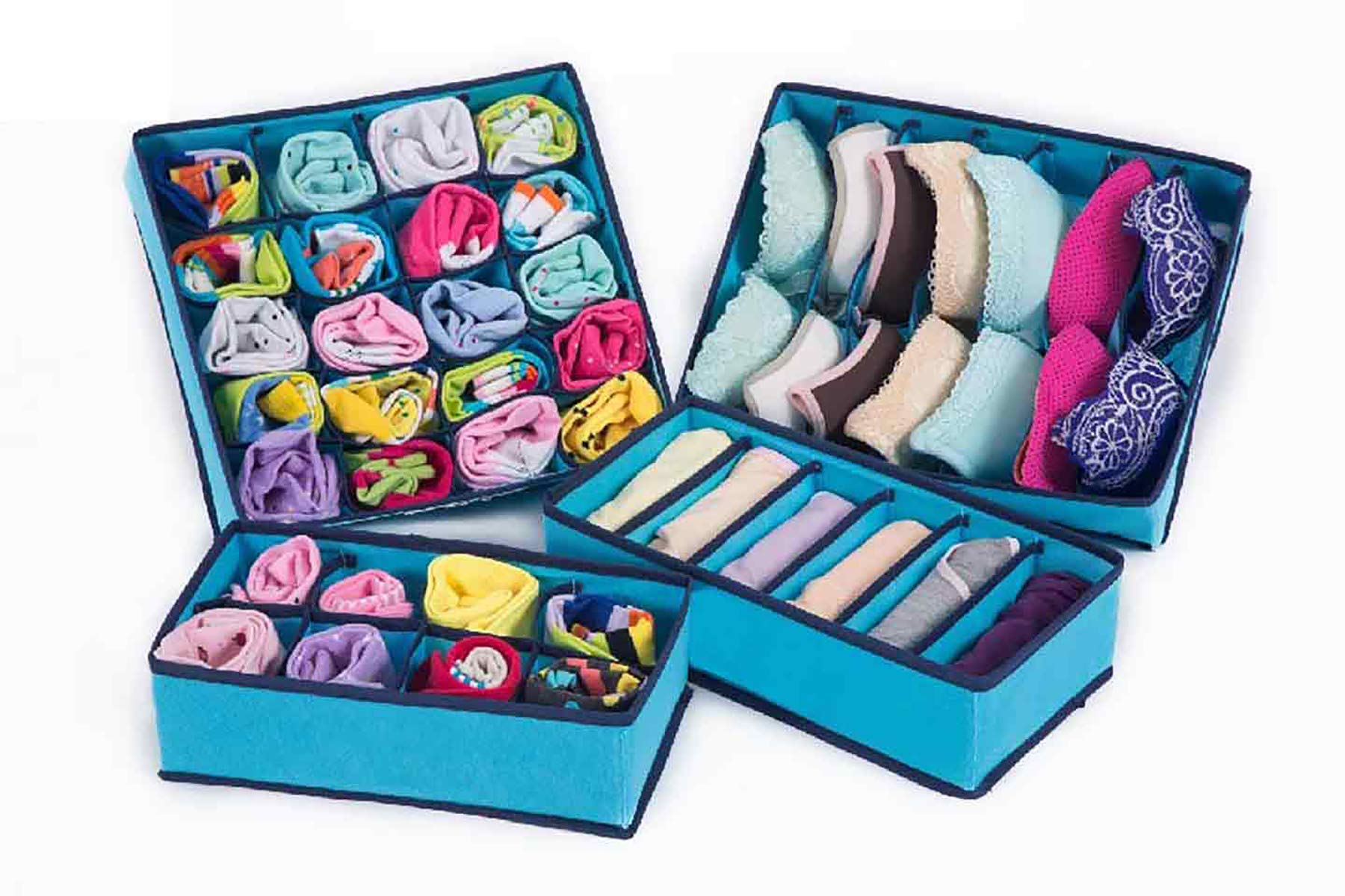 Foldable Storage Box Drawer Divider Organizer Set of 4 - salesmania