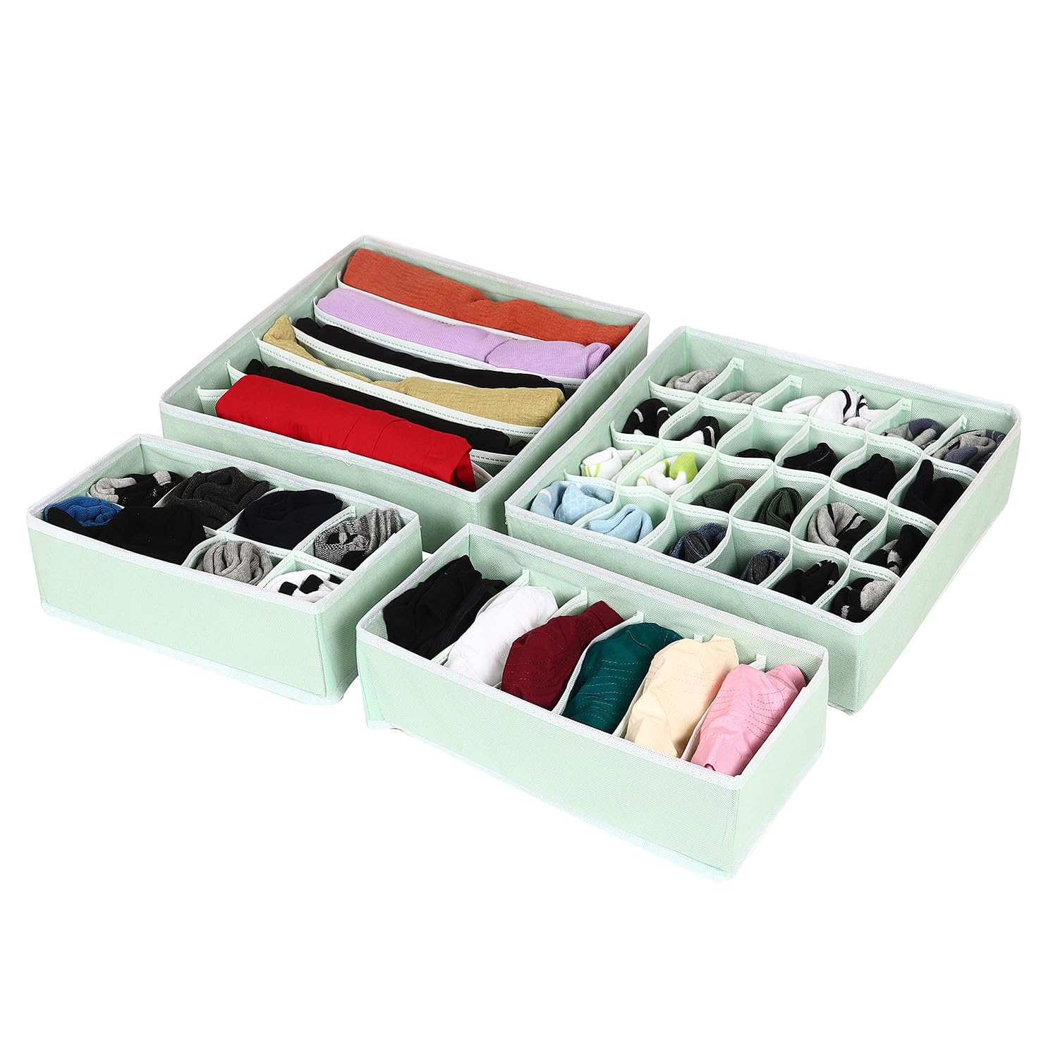 Foldable Storage Box Drawer Divider Organizer Set of 4 - salesmania