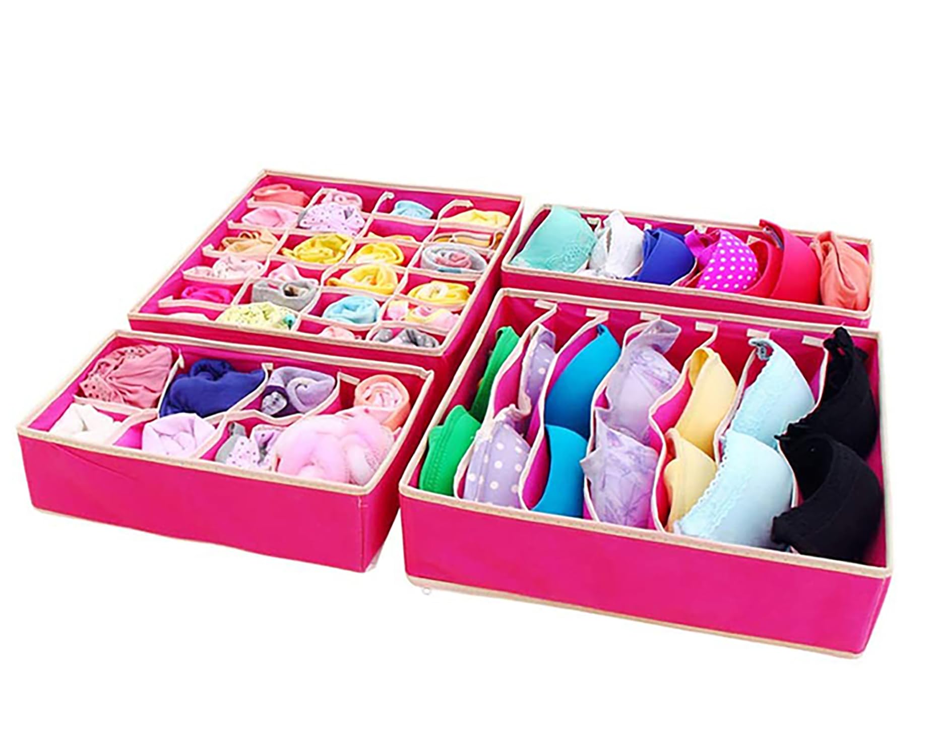 Foldable Storage Box Drawer Divider Organizer Set of 4 - salesmania